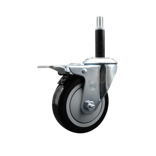 Service Caster 4'' Black Poly Swivel 3/4'' Expanding Stem Caster Total Lock Brake SCC-EXTTL20S414-PPUB-BLK-34 - main